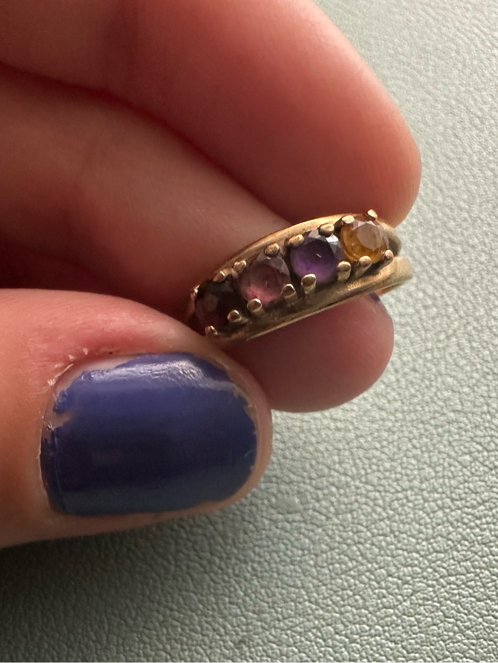 Gold ring with gemstones size 8
